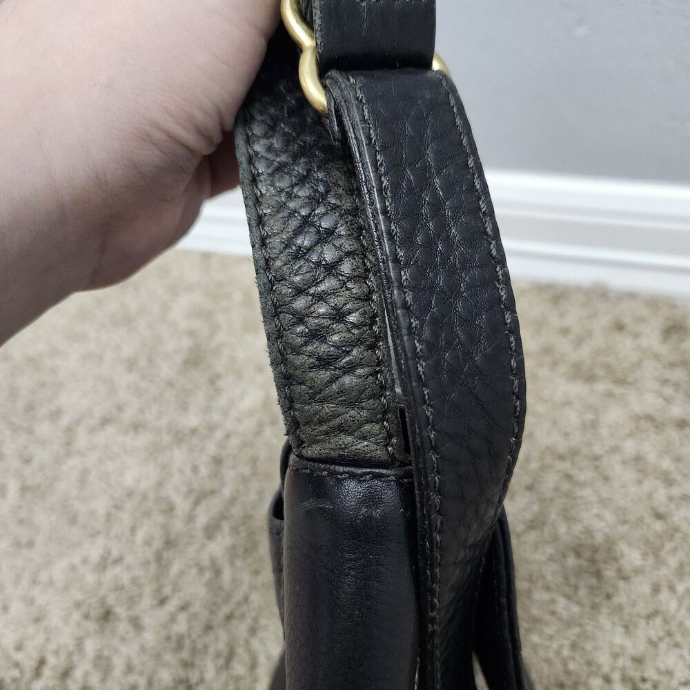 Coach 4929 Black Pebbled Leather Messenger Cross Body Handbag Adjustable Strap - Picture 6 of 16